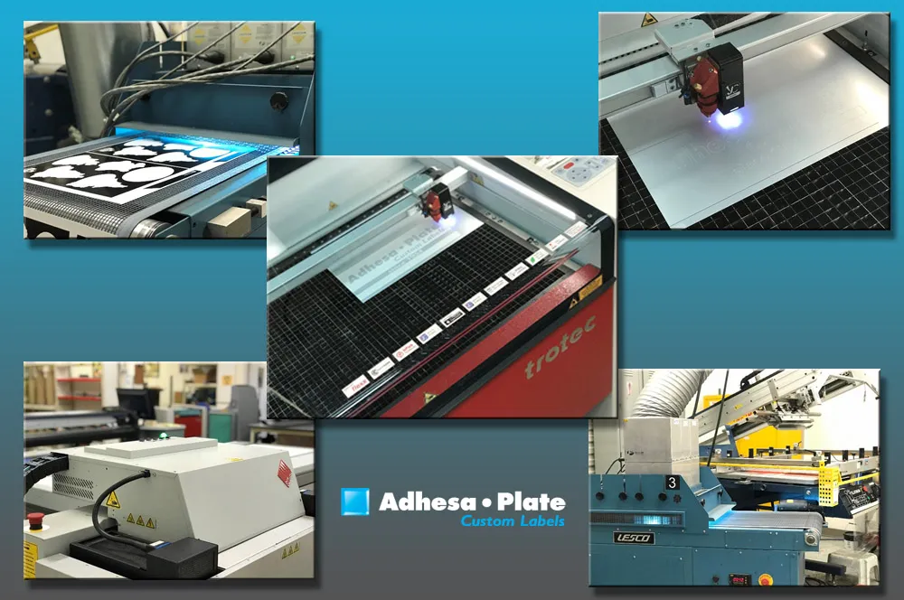 Adhesa Plate production equipment: UV printers, a laser cutter and a screen printing line